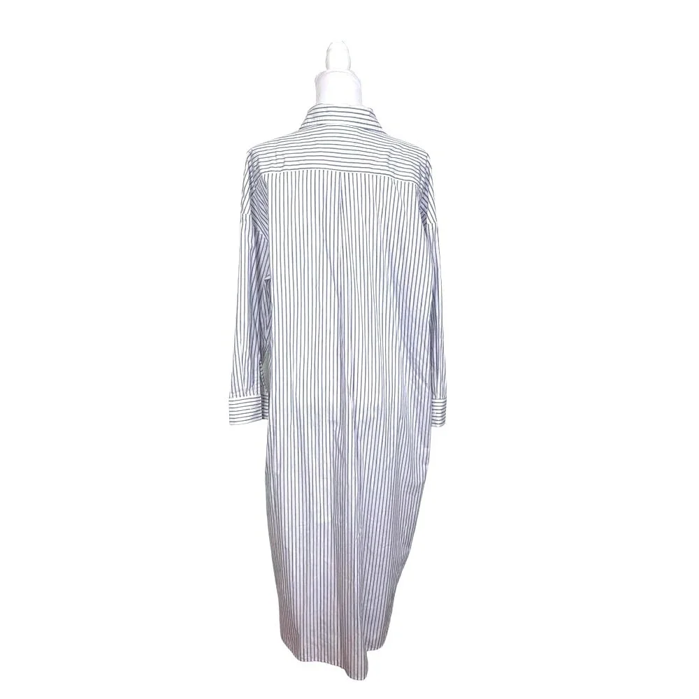 Mohawk General Store SMOCK Japan Stripe Shirt Dress 2 Blue White Button‎ Front